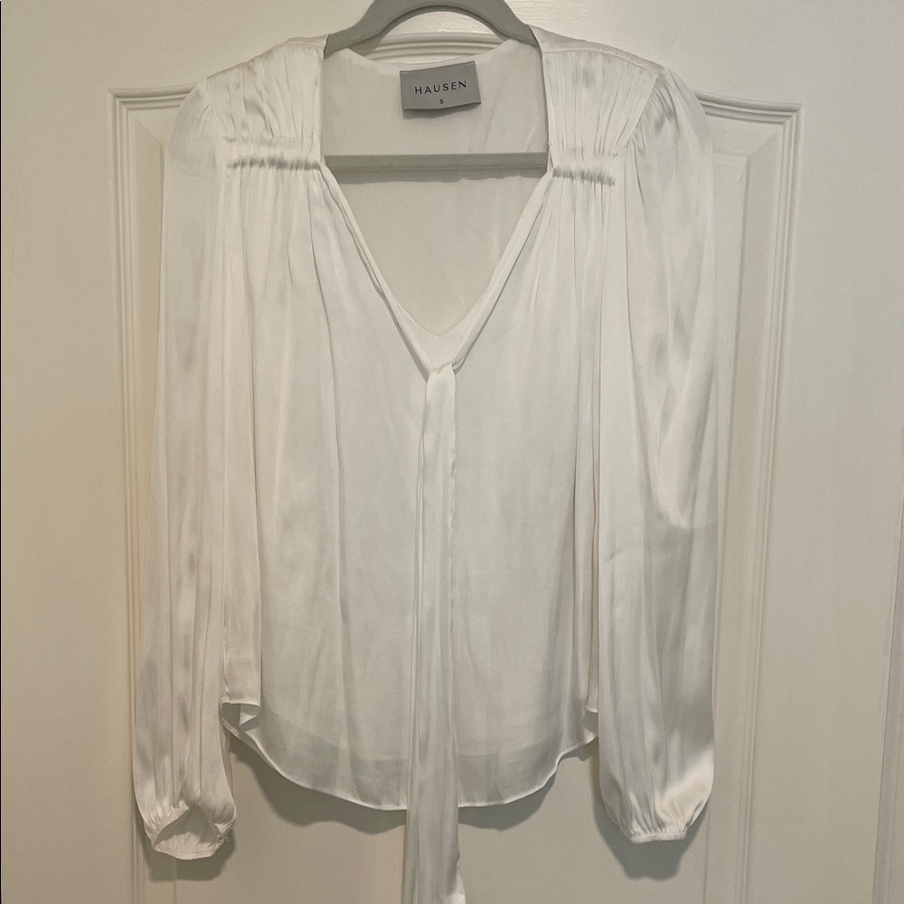 Women's White V-Neck Blouse